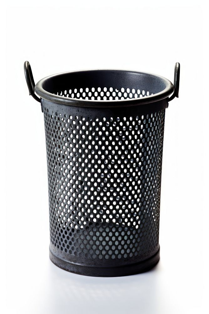A trash can basket white background container.