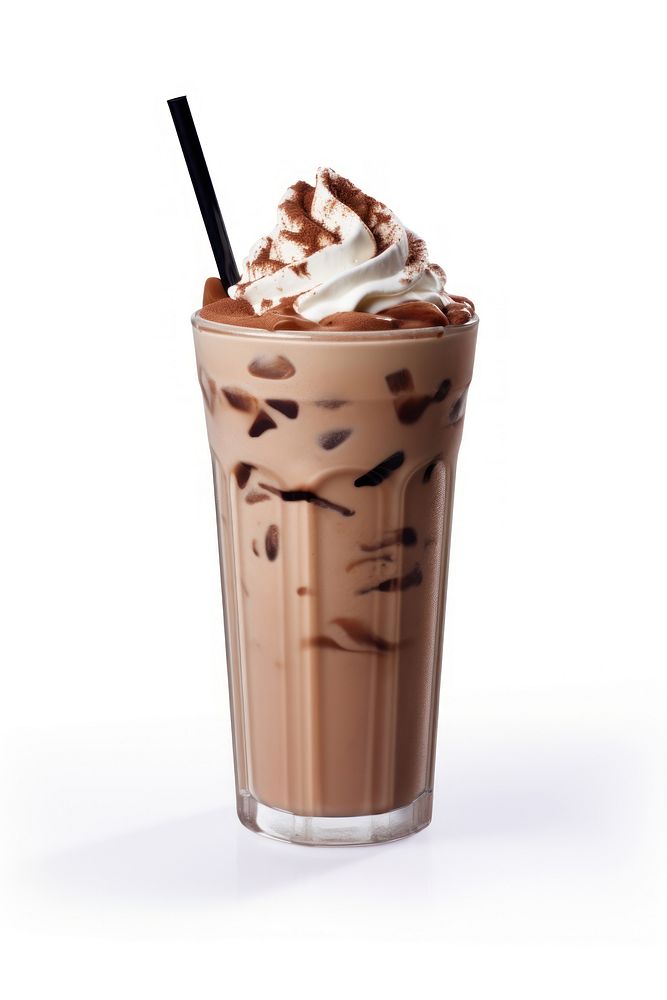 Iced chocolate milkshake smoothie dessert.