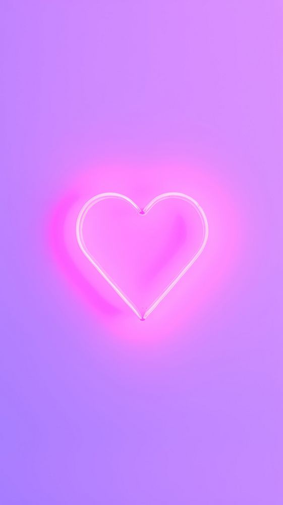  Pastel neon heart wallapaper purple light illuminated. 
