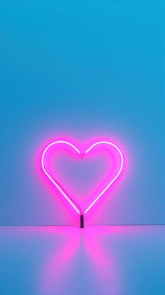  Pastel neon heart wallapaper light symbol illuminated. AI generated Image by rawpixel.