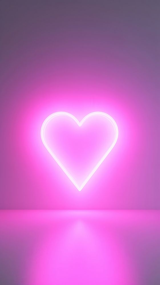  Pastel neon heart wallapaper light purple illuminated. AI generated Image by rawpixel.