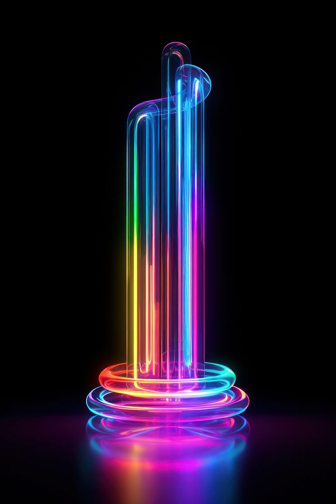 3D render of tube shape neon lighting night.