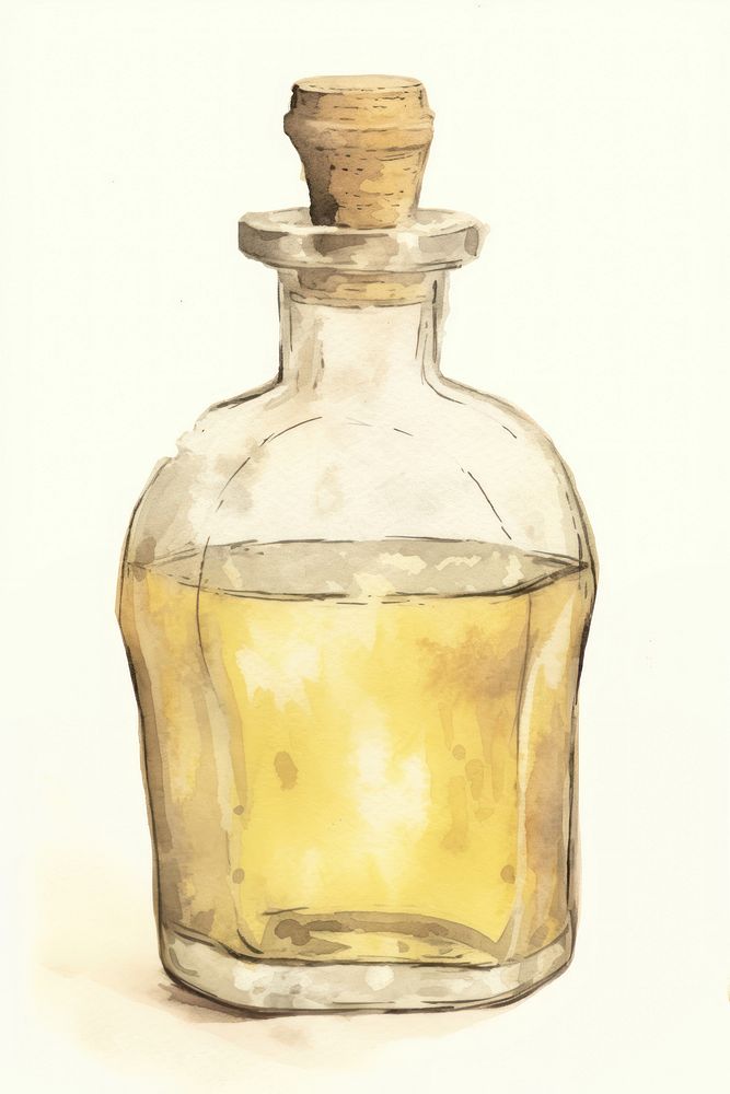 Illustratio the 1970s of essential oil bottle glass white background.