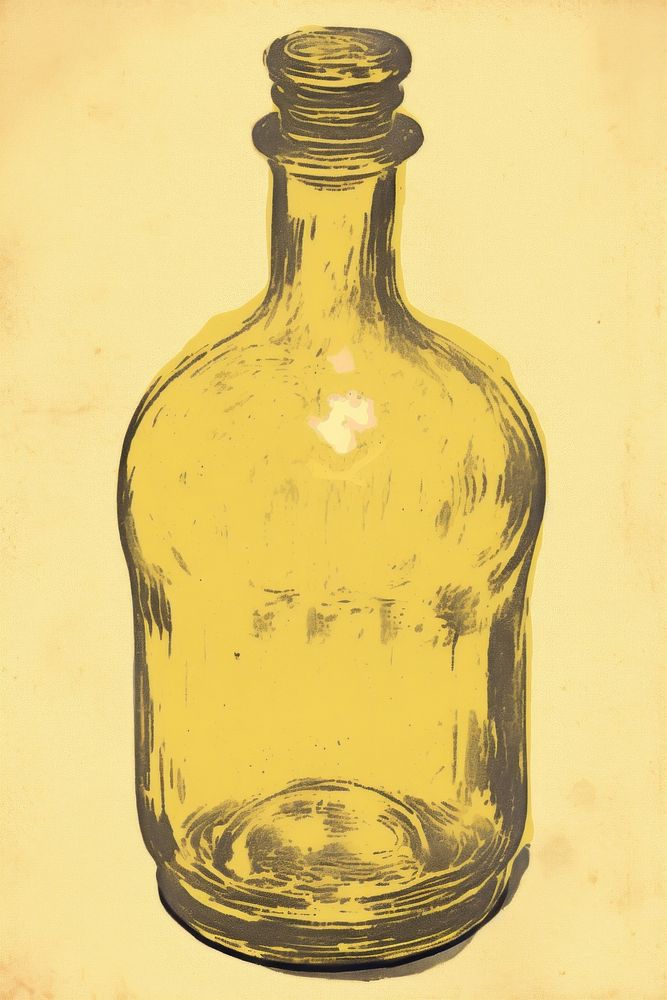 Illustratio the 1970s of essential oil bottle glass jar.