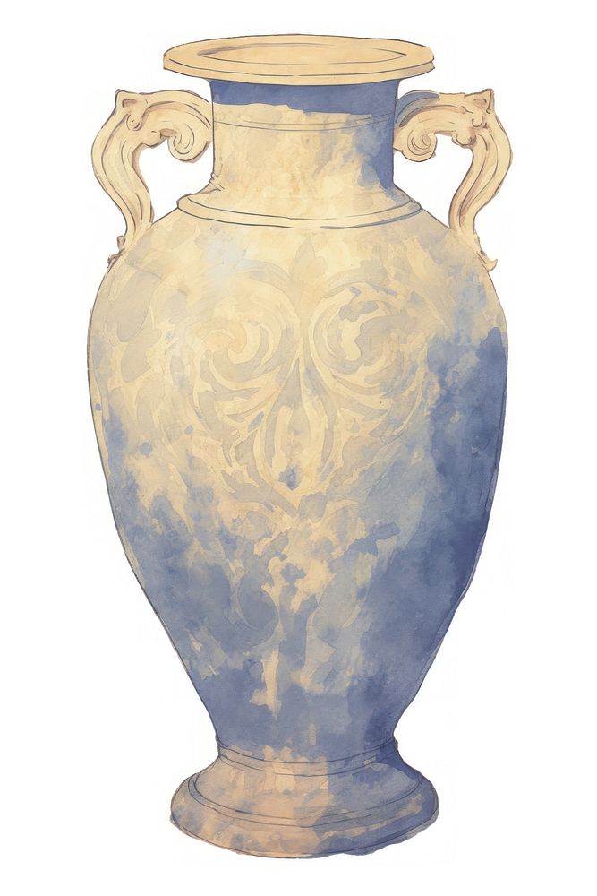 Illustration of a vase blue pottery urn jar.
