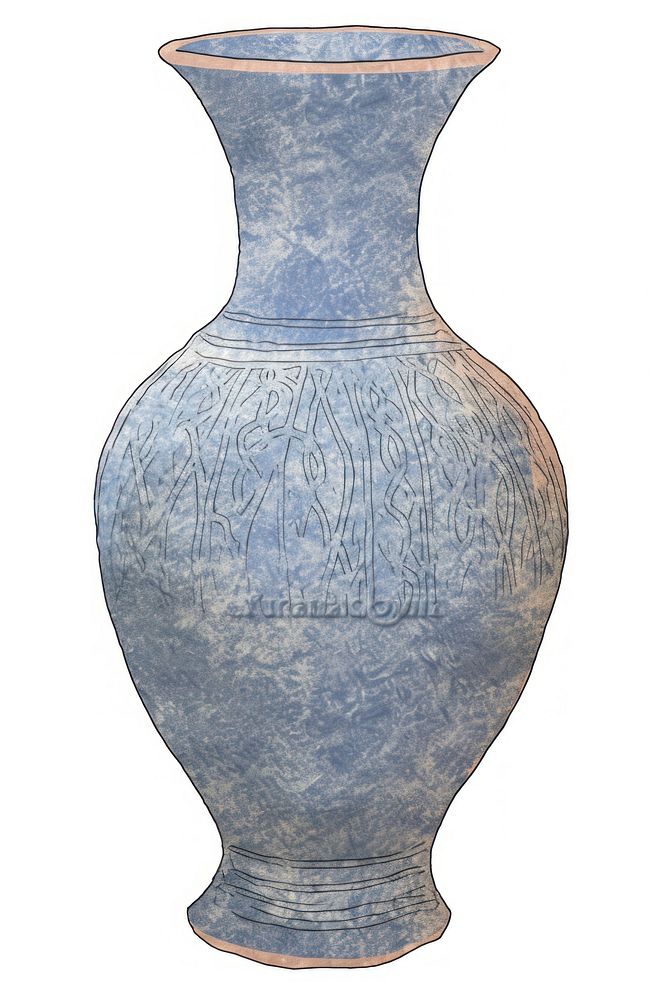 Illustration of a vase blue pottery white background porcelain.