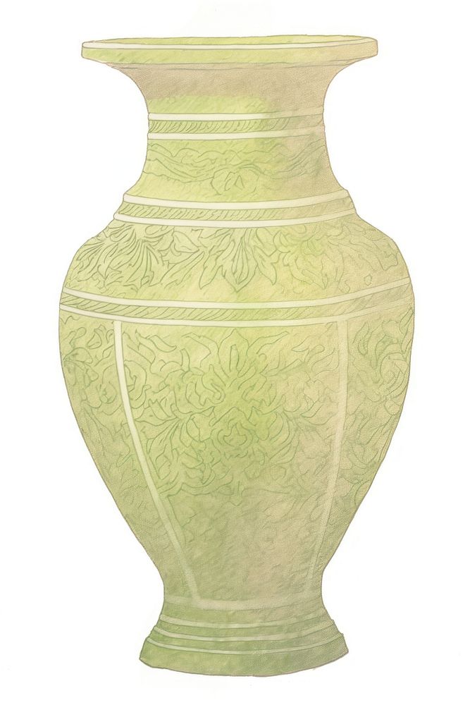 Illustration of a vase green pottery urn jar.