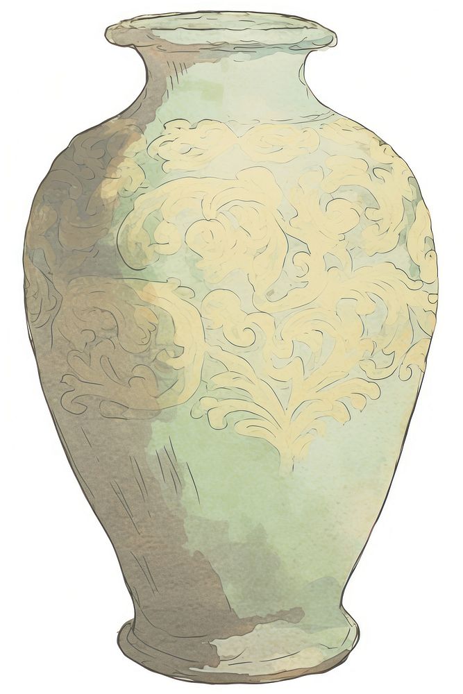 Illustration of a vase green porcelain pottery urn.