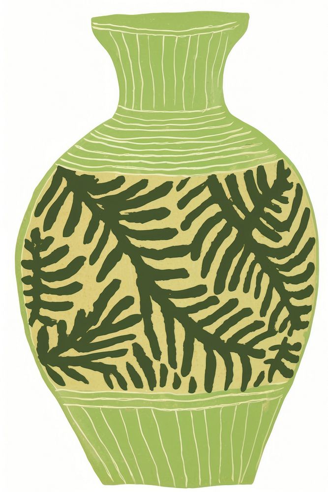 Illustration of a vase green pottery jar art.