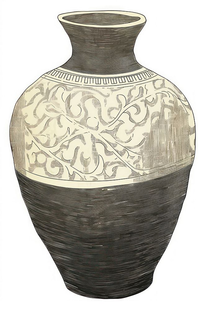Illustration of a vase pottery urn white background.