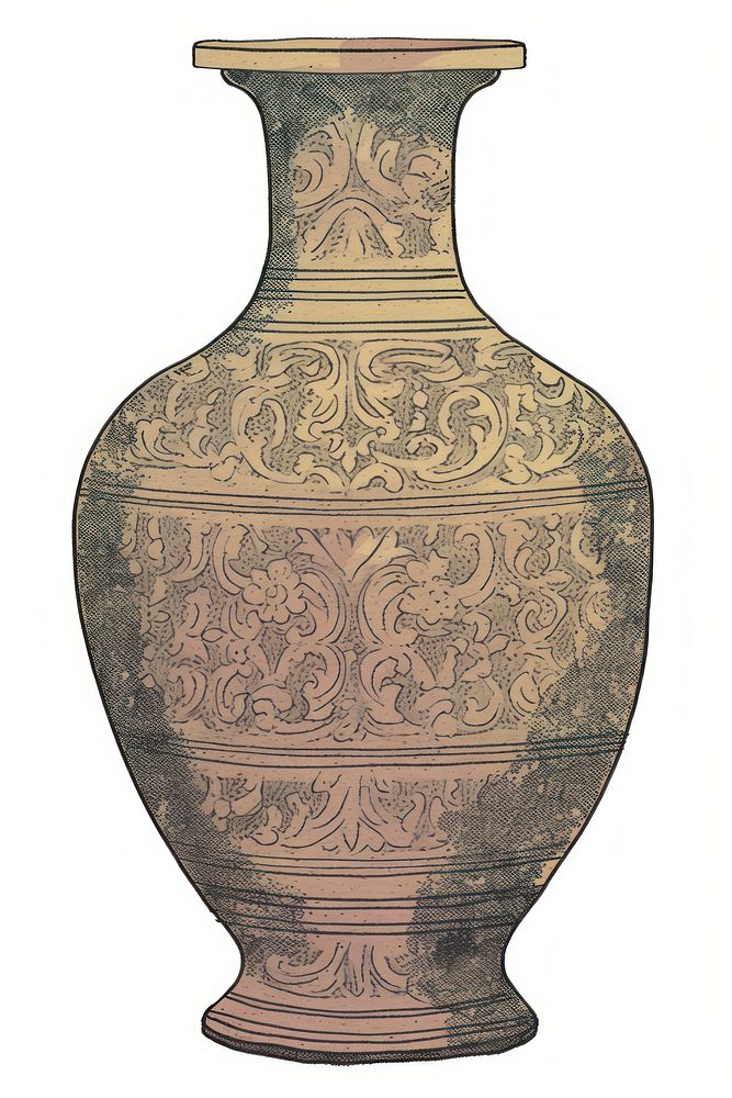 Illustration of a vase pottery white background architecture.