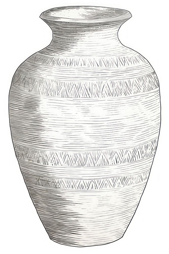 Illustration of a vase pottery urn white background.