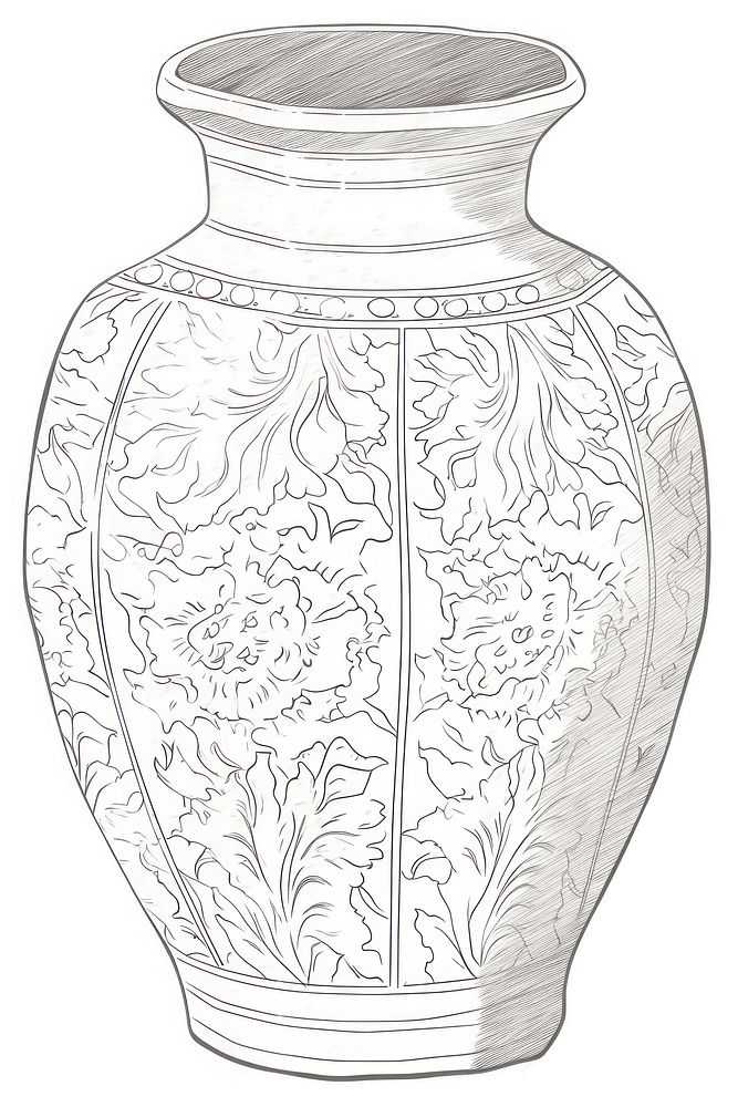 Illustration of a vase porcelain pottery white.