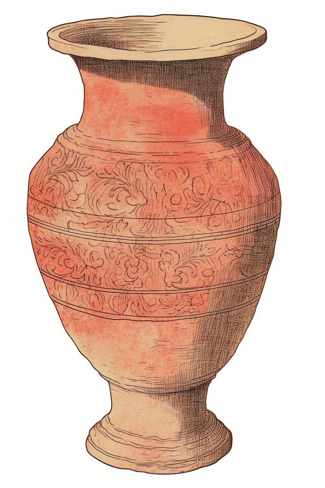 Illustration of a vase red pottery urn jar.