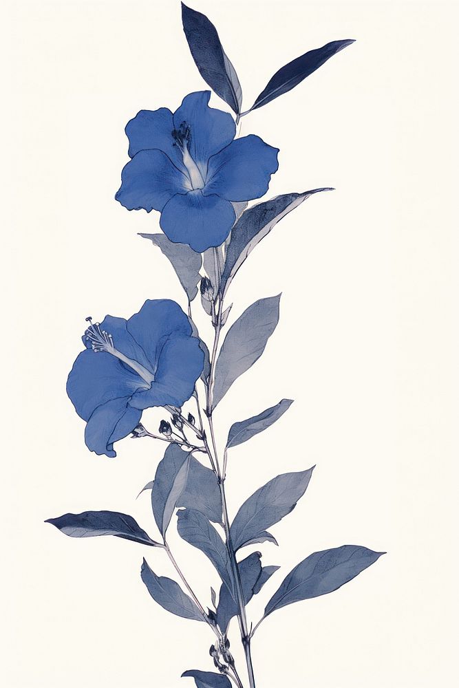 Illustration of a Allamanda blue flower plant petal.
