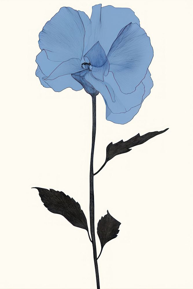 Illustration of a Blue pea drawing flower sketch.