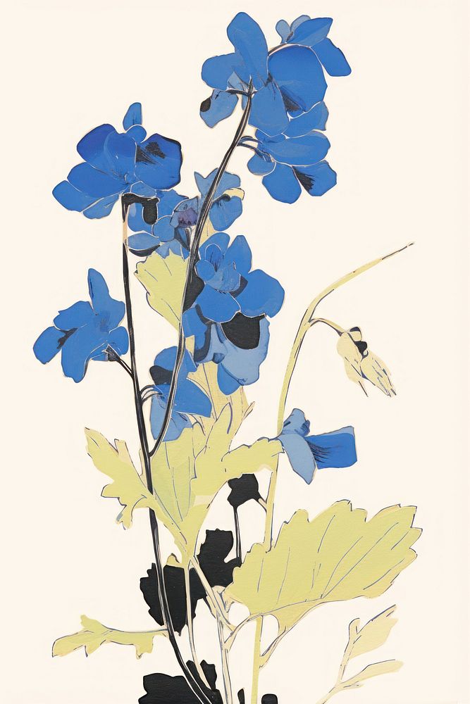 Illustration of a Blue pea flower plant blue.