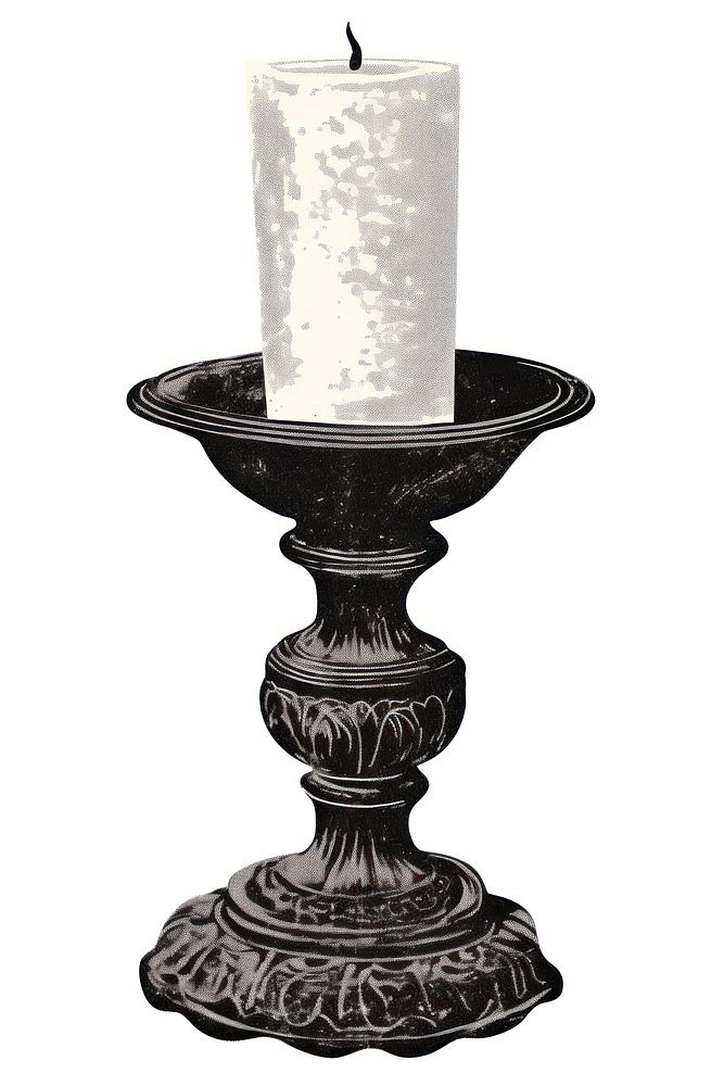 Illustration of a Candle Holder candle black white background.