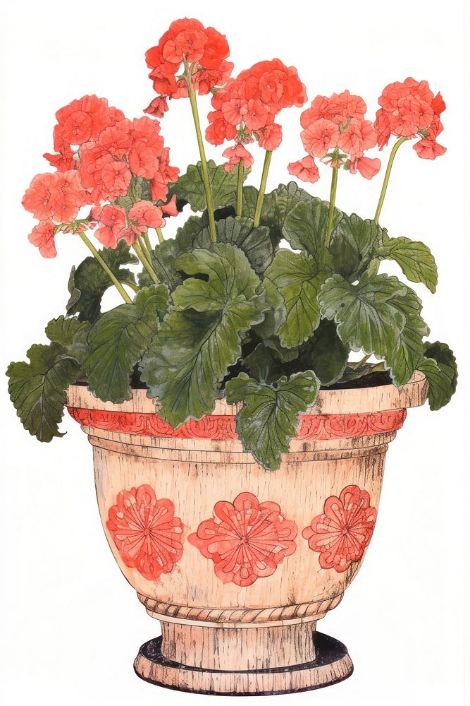 Illustration of a Flower Pot flower plant red.