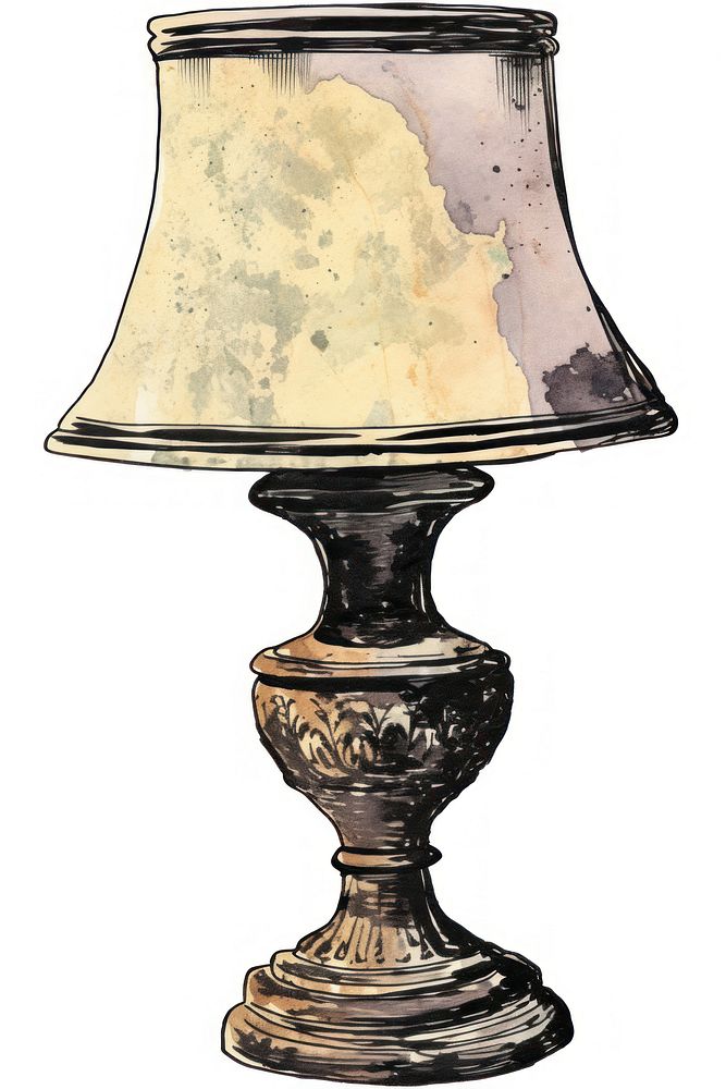 Illustration of a lamp lampshade white background furniture.