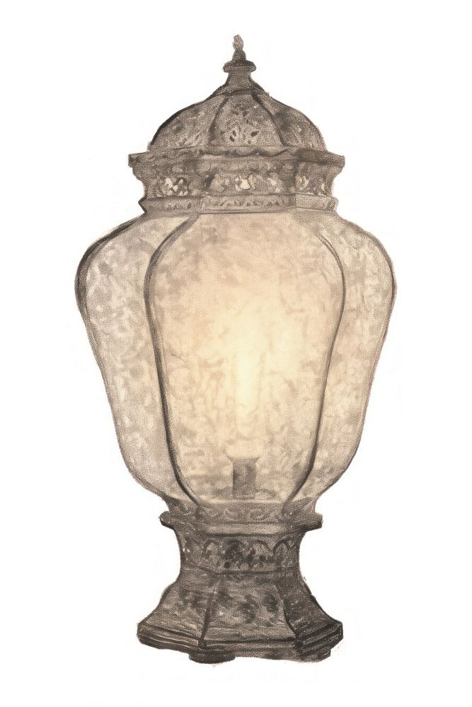 Illustration of a lamp lantern urn white background.