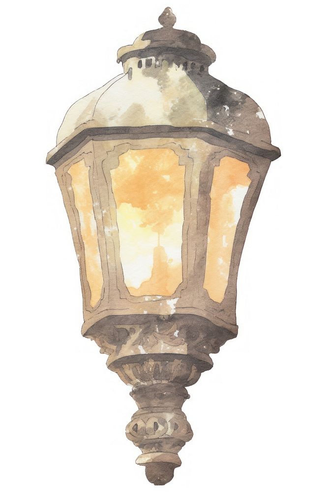 Illustration of a lamp white background architecture illuminated.