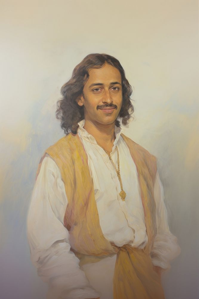 Indian man portrait painting drawing.