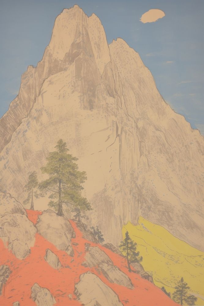 Mountain peak wilderness outdoors painting.