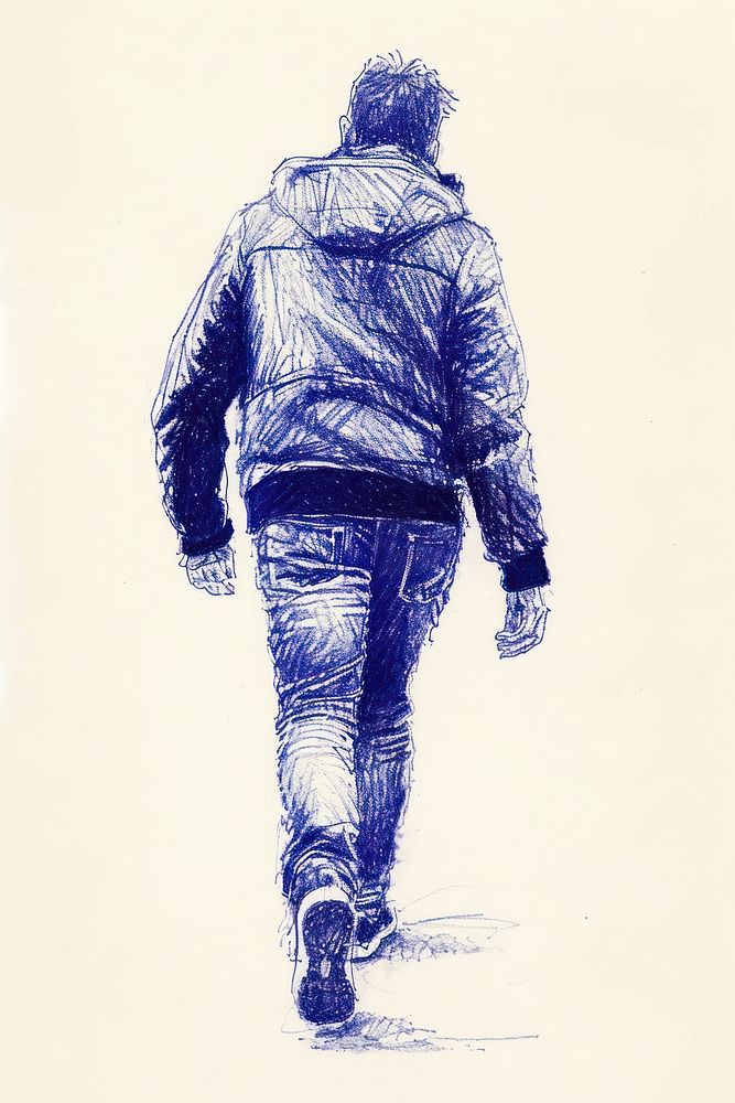 Drawing man walking sketch footwear adult.