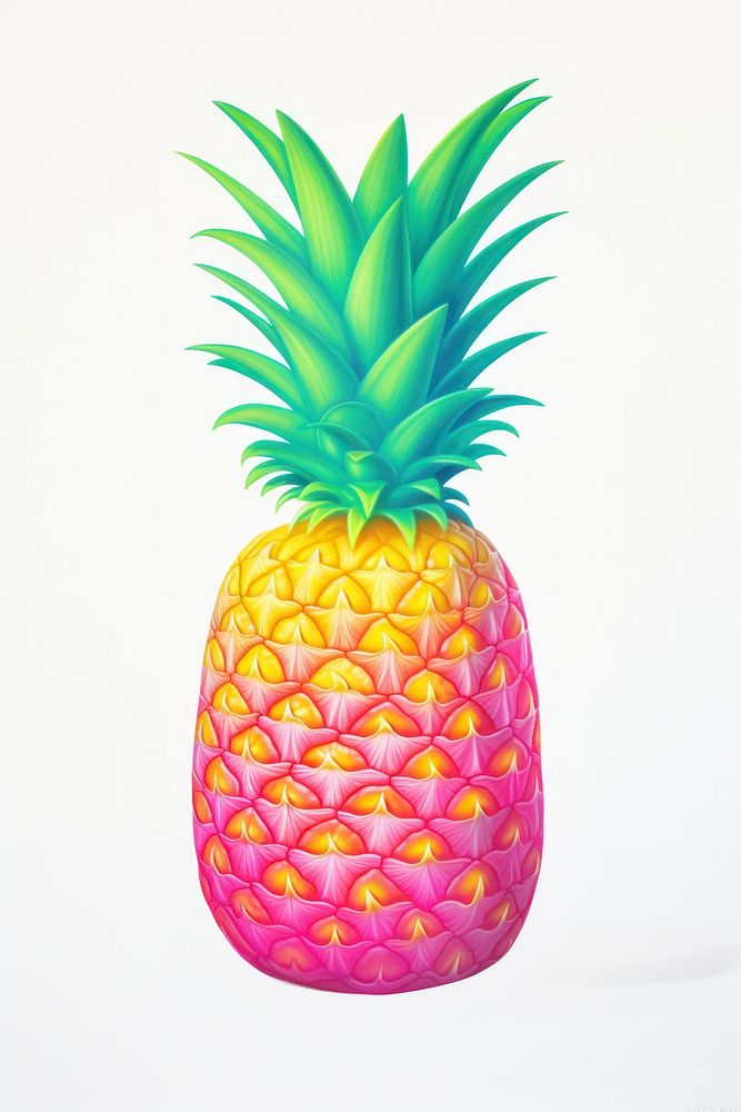 Surrealistic painting of pineapple fruit plant food.