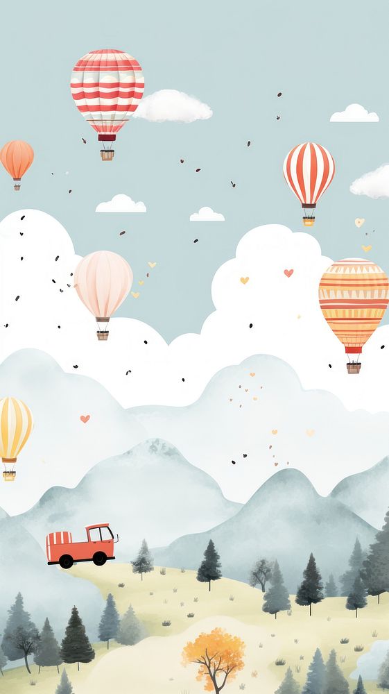  Balloon landscape aircraft mountain. AI generated Image by rawpixel.