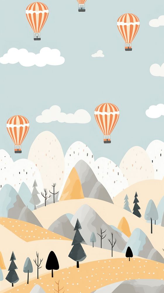  Balloon landscape mountain aircraft. AI generated Image by rawpixel.