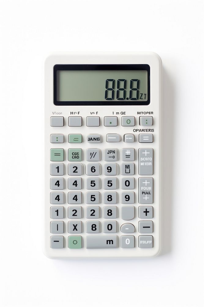 Calculator white background mathematics electronics. AI generated Image by rawpixel.