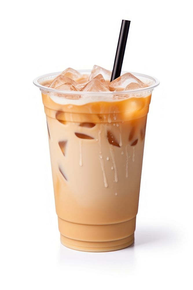 Iced Latte coffee in takeaway cup drink milk white background. AI generated Image by rawpixel.