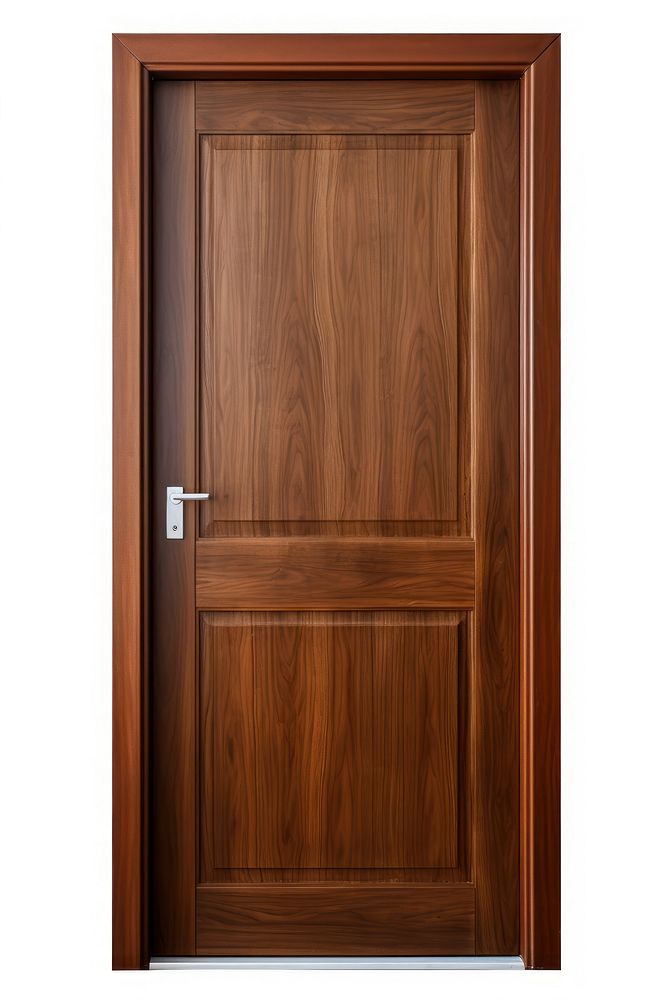 Modern wooden door hardwood white background architecture. AI generated Image by rawpixel.