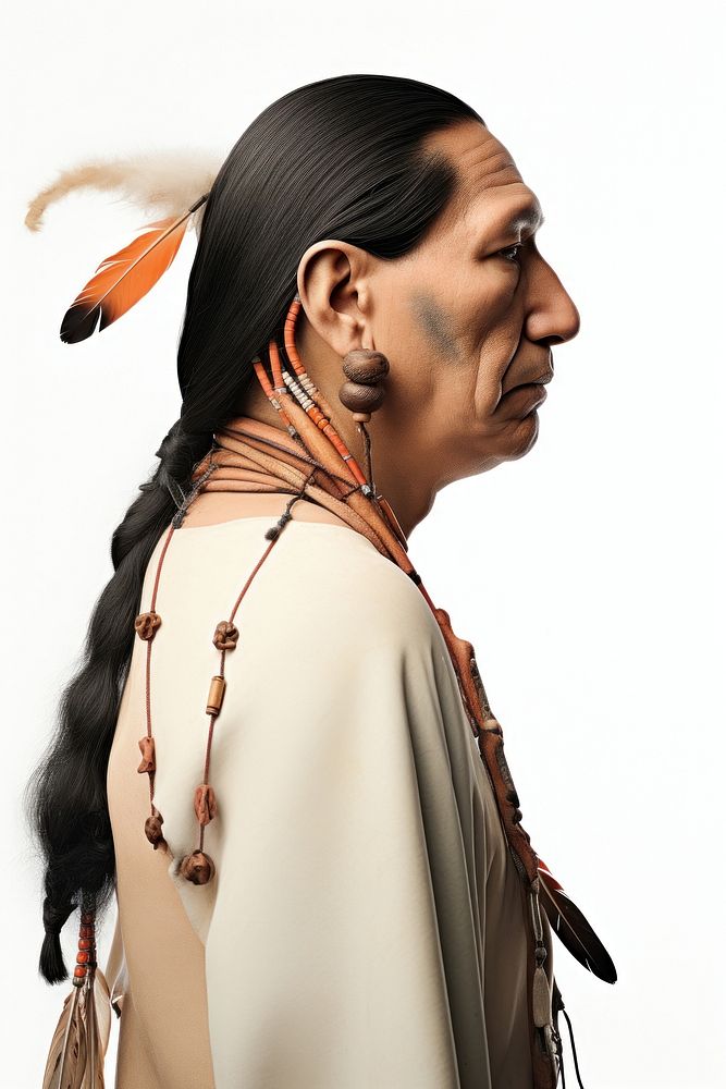 Native american adult white background accessories. AI generated Image by rawpixel.