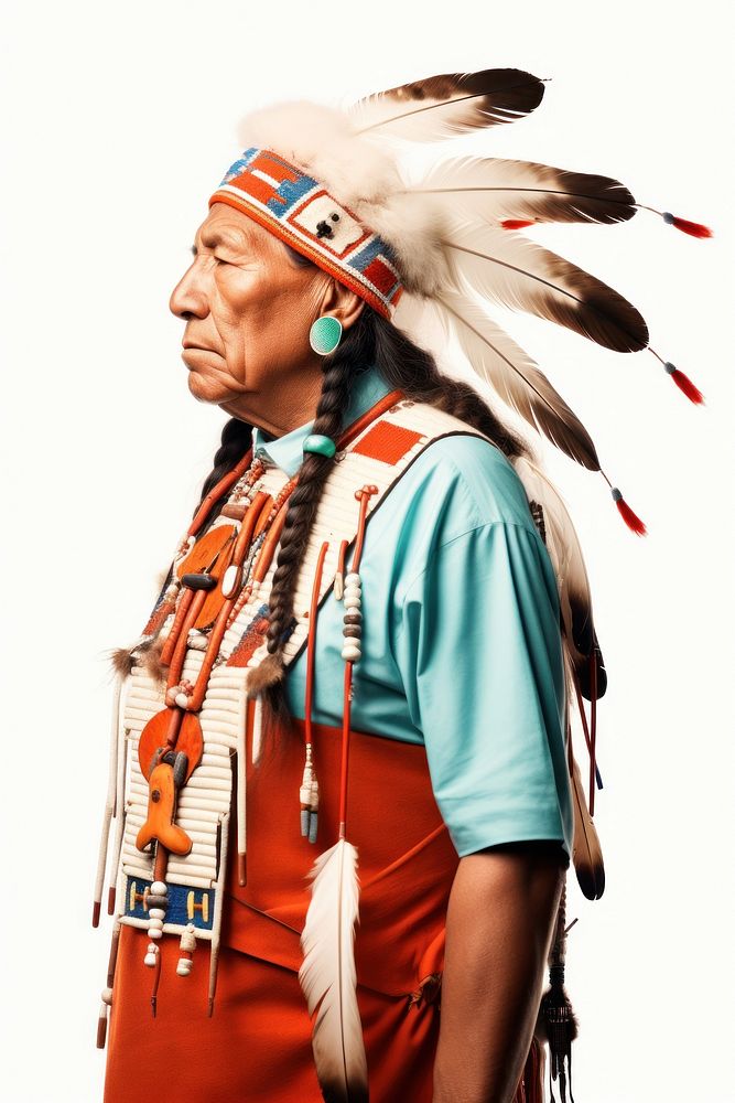 Native american tribe adult white background. AI generated Image by rawpixel.