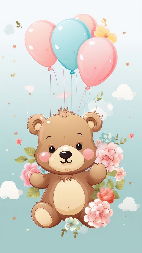  Bear balloon outdoors cartoon. AI generated Image by rawpixel.