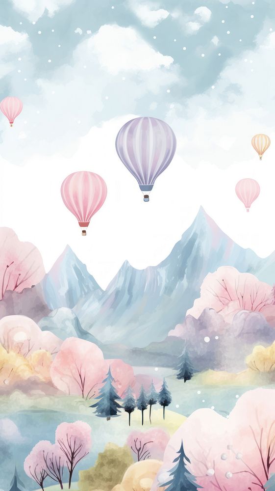  Balloon landscape mountain outdoors. AI generated Image by rawpixel.