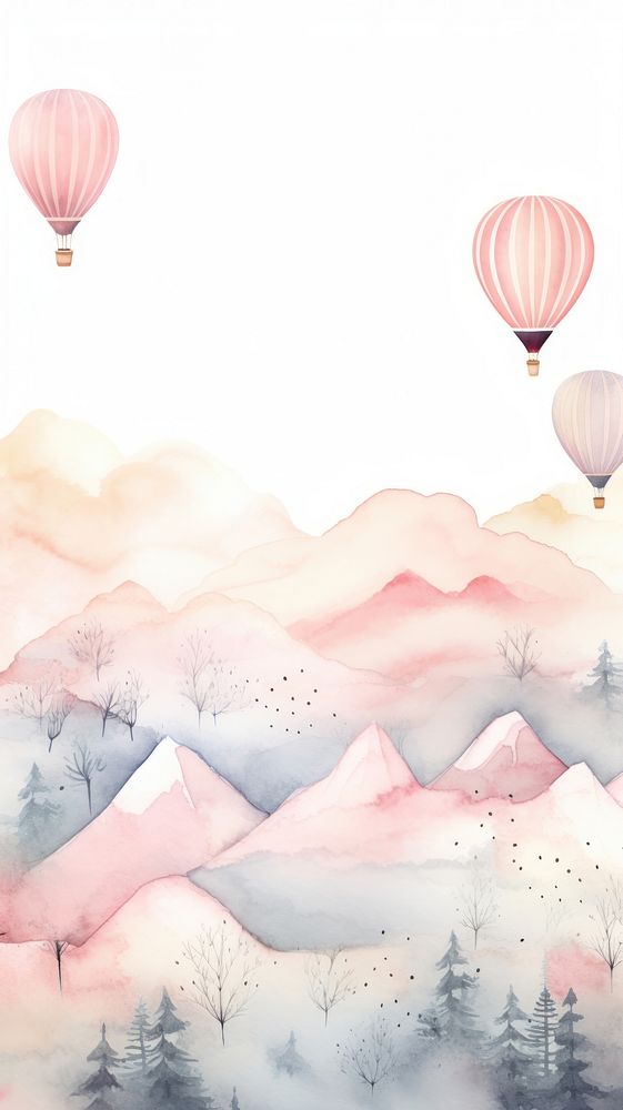  Balloon landscape mountain pattern. AI generated Image by rawpixel.