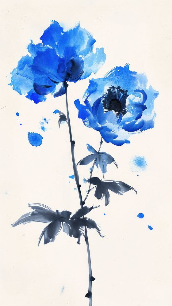 Blue Peony painting flower petal.