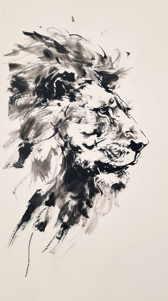 Lion drawing animal sketch.