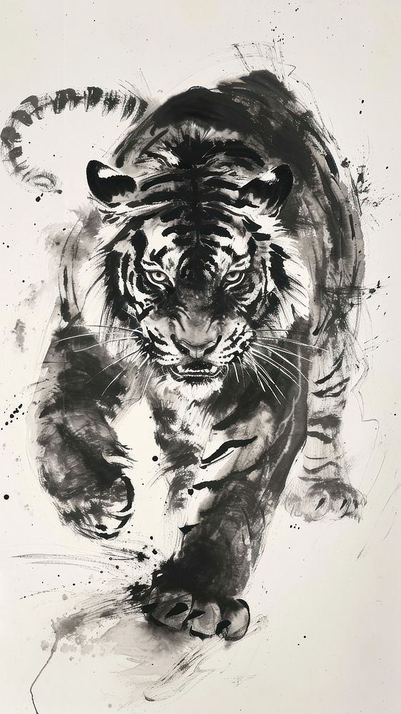 Tiger tiger wildlife drawing.