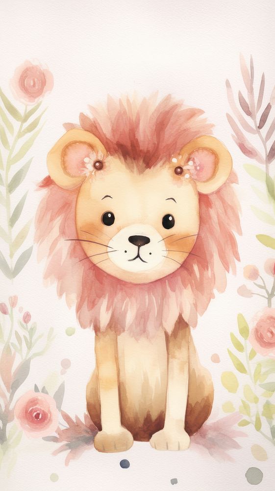  Lion art cartoon mammal. AI generated Image by rawpixel.