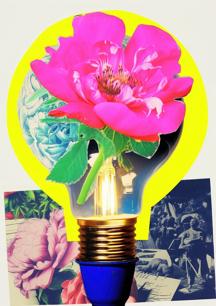 Light bulb with flower lightbulb blossom person.