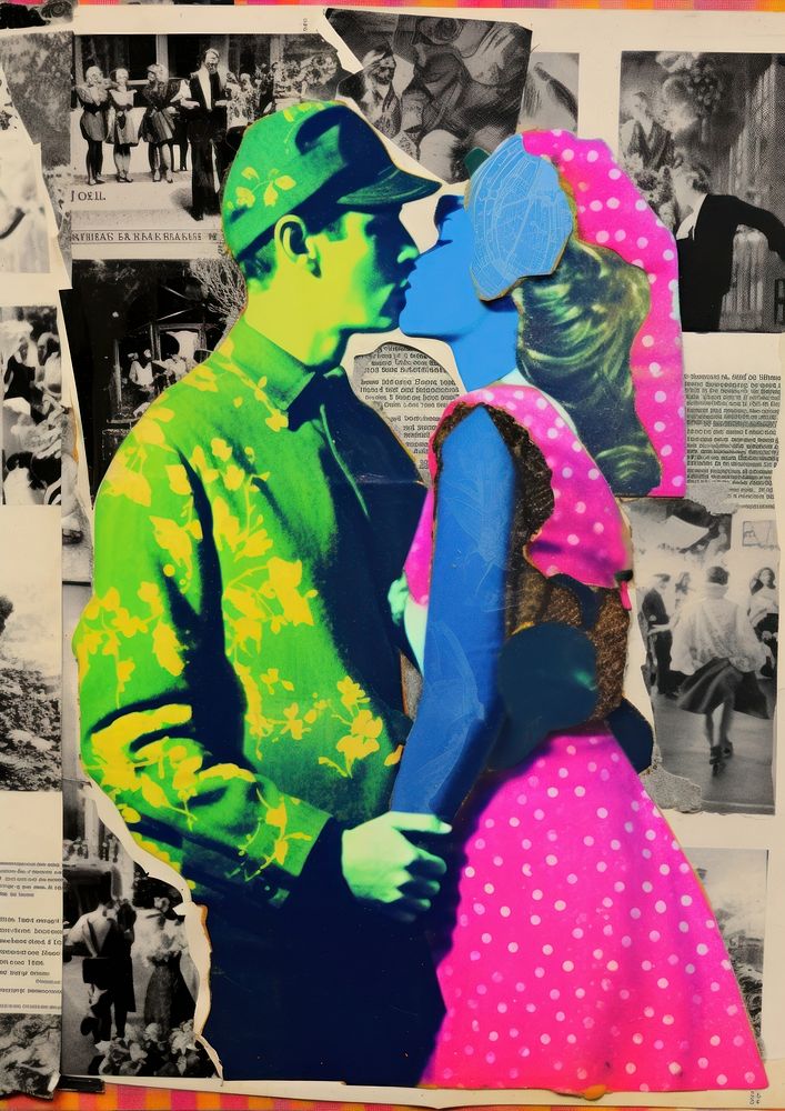 Loving Couple Collage Art Advertisement. 