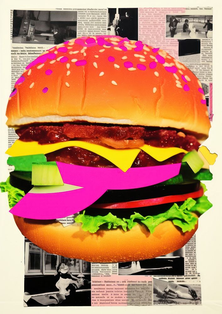 Minimal burger food art advertisement.