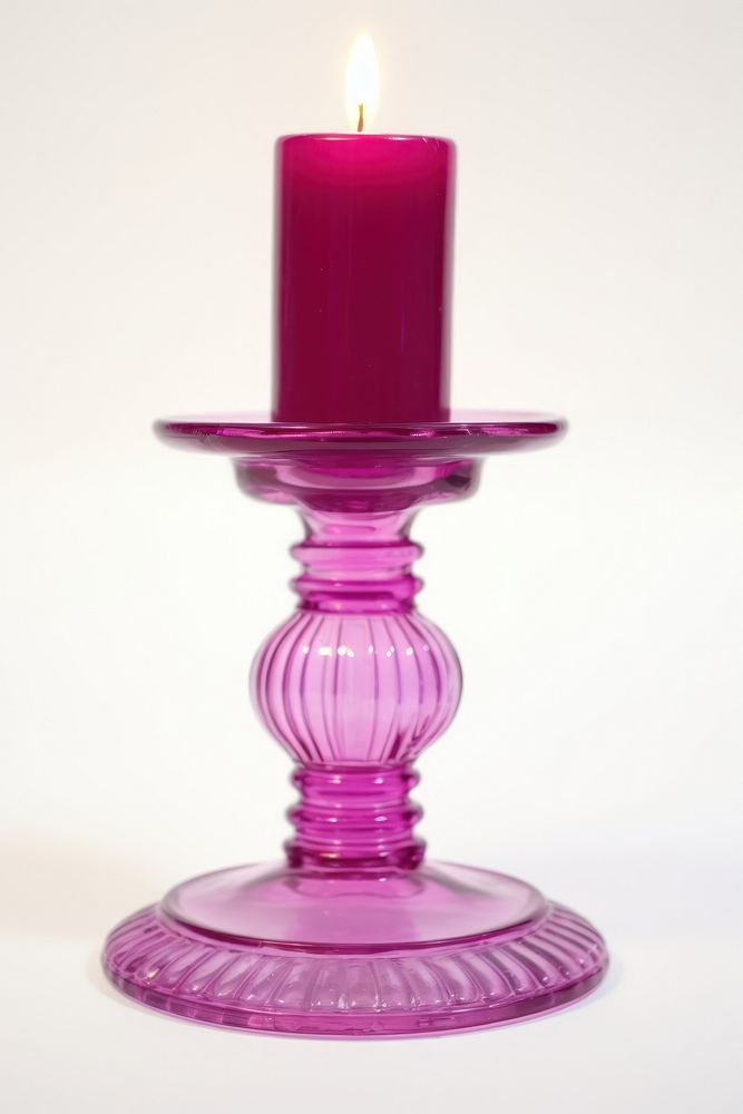 Purple retro glass candlestick holder celebration lighting lavender.