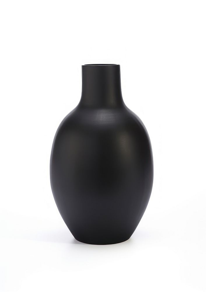 Budget black retro vase pottery bottle white background.