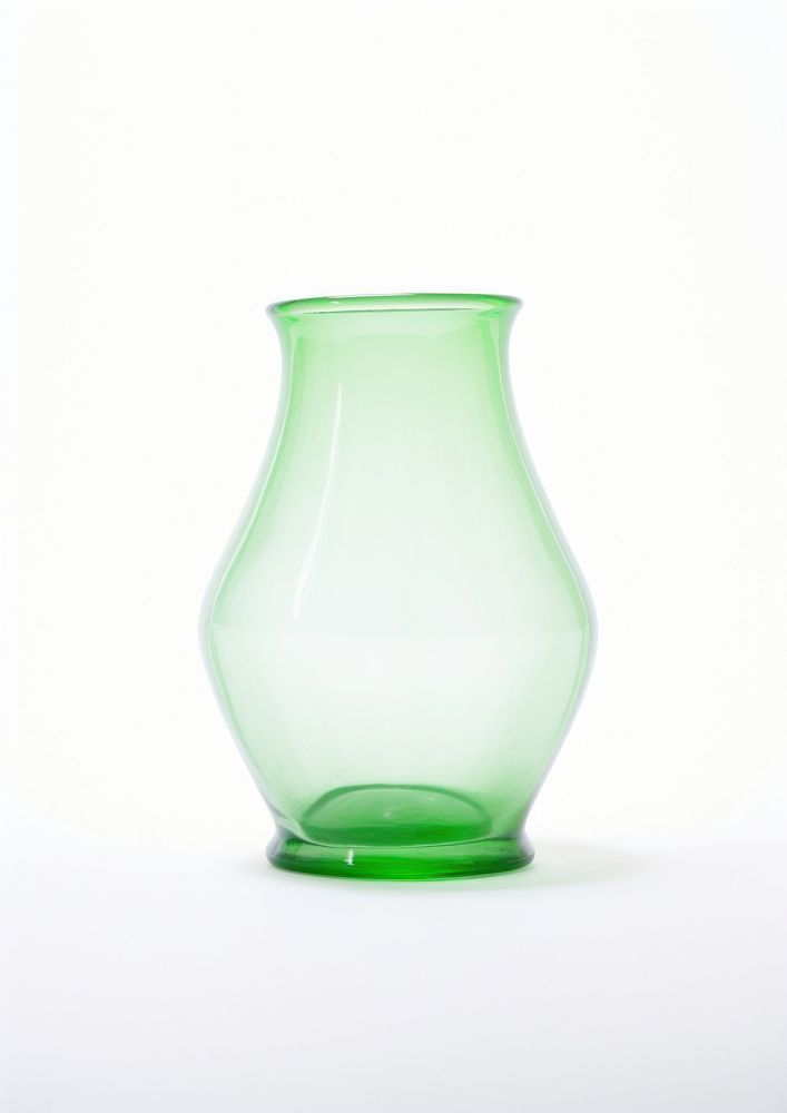 Budget green glass retro vase jar white background transparent.